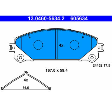 Sada brzdových destiček, kotoučová brzda ATE 13.0460-5634.2