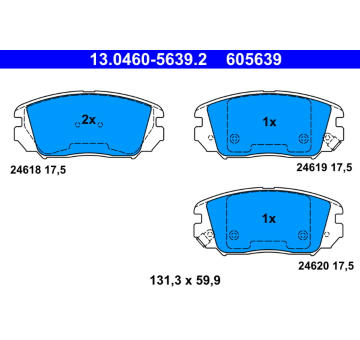 Sada brzdových destiček, kotoučová brzda ATE 13.0460-5639.2