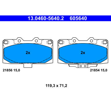 Sada brzdových destiček, kotoučová brzda ATE 13.0460-5640.2