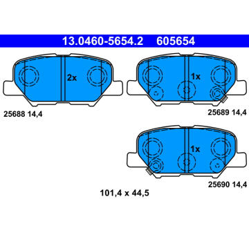 Sada brzdových destiček, kotoučová brzda ATE 13.0460-5654.2