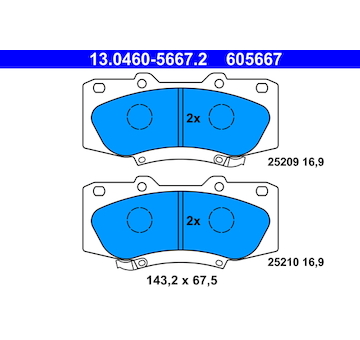 Sada brzdových destiček, kotoučová brzda ATE 13.0460-5667.2