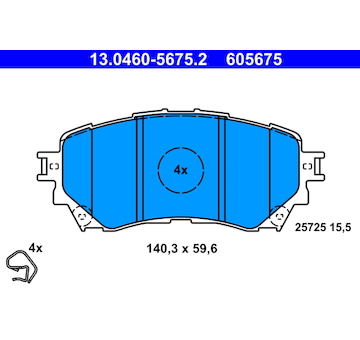 Sada brzdových destiček, kotoučová brzda ATE 13.0460-5675.2