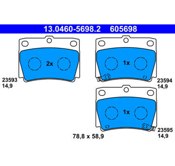 Sada brzdových destiček, kotoučová brzda ATE 13.0460-5698.2