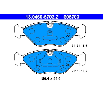 Sada brzdových destiček, kotoučová brzda ATE 13.0460-5703.2