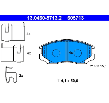 Sada brzdových destiček, kotoučová brzda ATE 13.0460-5713.2