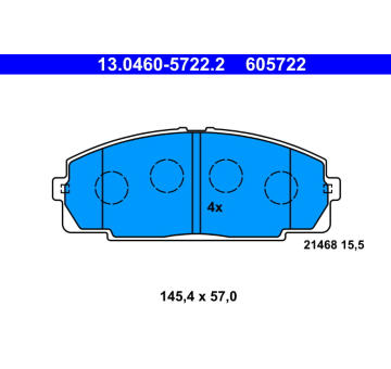 Sada brzdových destiček, kotoučová brzda ATE 13.0460-5722.2