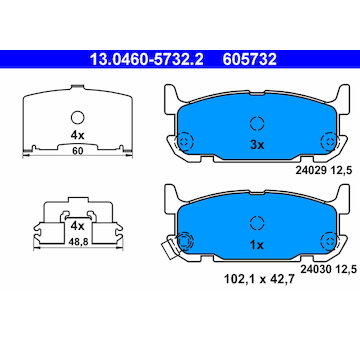 Sada brzdových destiček, kotoučová brzda ATE 13.0460-5732.2