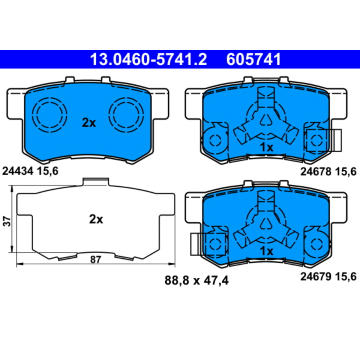 Sada brzdových destiček, kotoučová brzda ATE 13.0460-5741.2