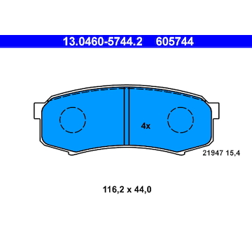 Sada brzdových destiček, kotoučová brzda ATE ATE 13.0460-5744.2
