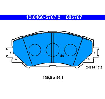 Sada brzdových destiček, kotoučová brzda ATE 13.0460-5767.2