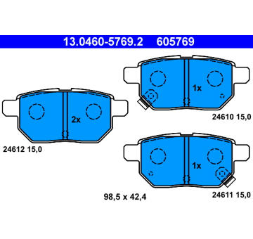 Sada brzdových destiček, kotoučová brzda ATE 13.0460-5769.2