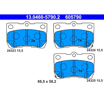 Sada brzdových destiček, kotoučová brzda ATE 13.0460-5790.2