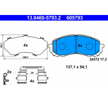 Sada brzdových destiček, kotoučová brzda ATE 13.0460-5793.2