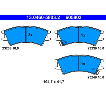 Sada brzdových destiček, kotoučová brzda ATE 13.0460-5803.2