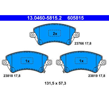 Sada brzdových destiček, kotoučová brzda ATE 13.0460-5815.2