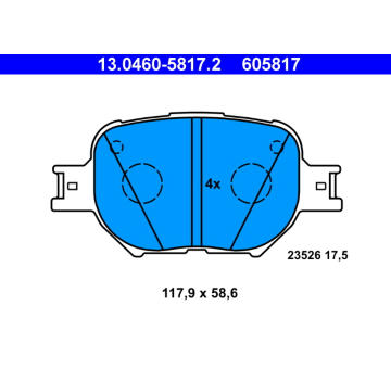 Sada brzdových destiček, kotoučová brzda ATE 13.0460-5817.2