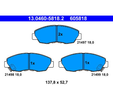 Sada brzdových destiček, kotoučová brzda ATE 13.0460-5818.2