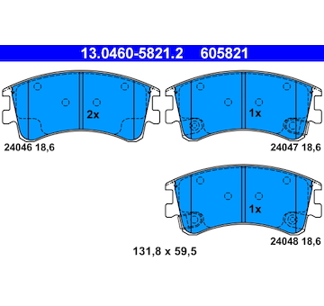 Sada brzdových destiček, kotoučová brzda ATE 13.0460-5821.2