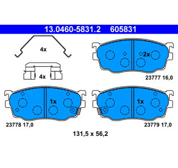 Sada brzdových destiček, kotoučová brzda ATE 13.0460-5831.2