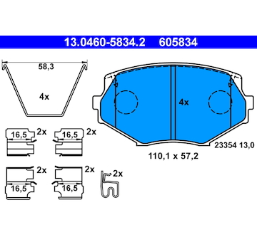 Sada brzdových destiček, kotoučová brzda ATE 13.0460-5834.2