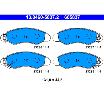 Sada brzdových destiček, kotoučová brzda ATE 13.0460-5837.2