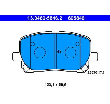Sada brzdových destiček, kotoučová brzda ATE 13.0460-5846.2