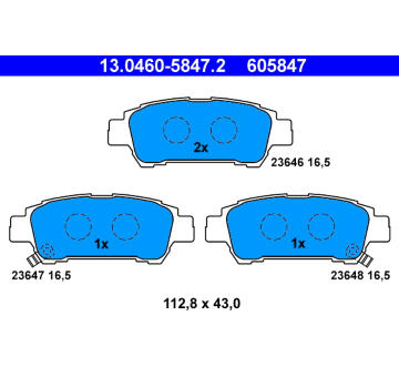 Sada brzdových destiček, kotoučová brzda ATE 13.0460-5847.2
