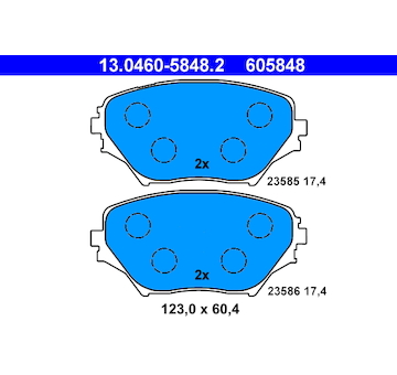 Sada brzdových destiček, kotoučová brzda ATE 13.0460-5848.2