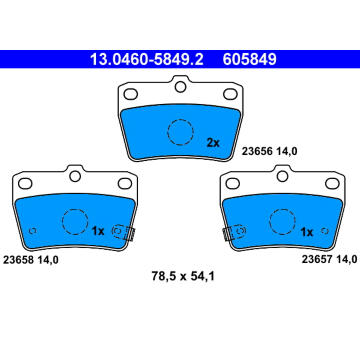 Sada brzdových destiček, kotoučová brzda ATE 13.0460-5849.2