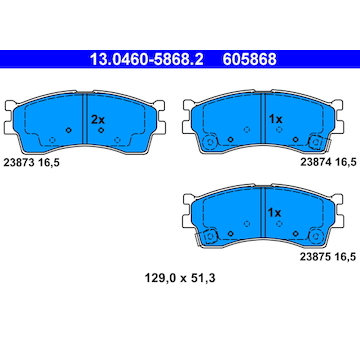 Sada brzdových destiček, kotoučová brzda ATE 13.0460-5868.2