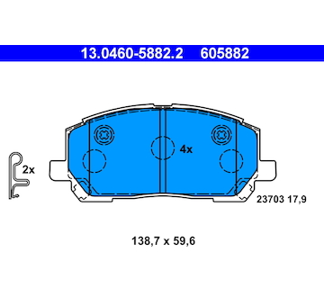 Sada brzdových destiček, kotoučová brzda ATE 13.0460-5882.2