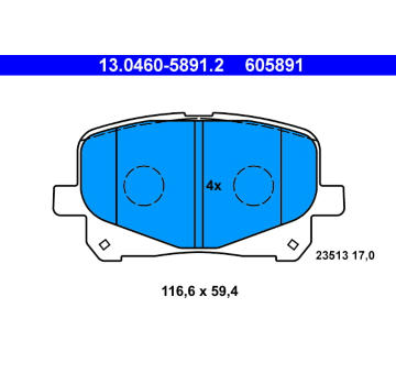 Sada brzdových destiček, kotoučová brzda ATE 13.0460-5891.2