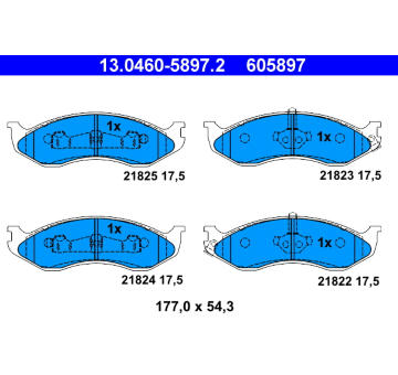 Sada brzdových destiček, kotoučová brzda ATE 13.0460-5897.2