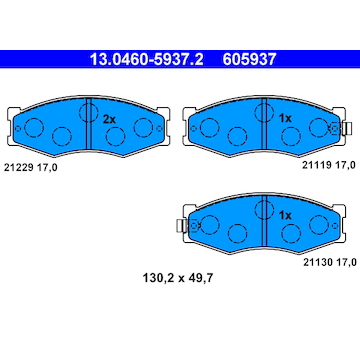 Sada brzdových destiček, kotoučová brzda ATE 13.0460-5937.2