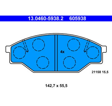 Sada brzdových destiček, kotoučová brzda ATE 13.0460-5938.2