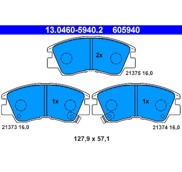 Sada brzdových destiček, kotoučová brzda ATE 13.0460-5940.2