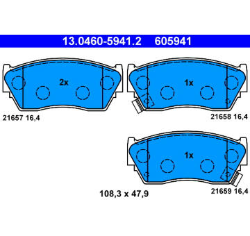 Sada brzdových destiček, kotoučová brzda ATE 13.0460-5941.2