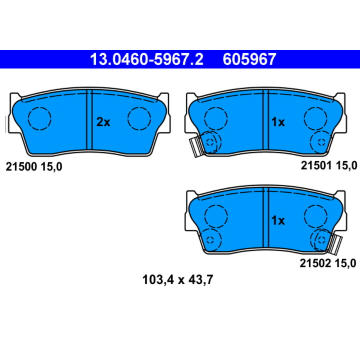 Sada brzdových destiček, kotoučová brzda ATE 13.0460-5967.2