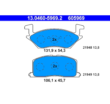 Sada brzdových destiček, kotoučová brzda ATE 13.0460-5969.2
