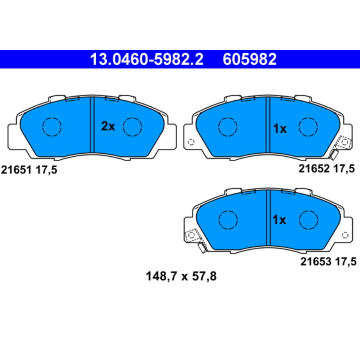 Sada brzdových destiček, kotoučová brzda ATE 13.0460-5982.2