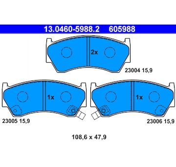 Sada brzdových destiček, kotoučová brzda ATE 13.0460-5988.2