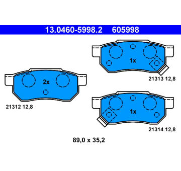 Sada brzdových destiček, kotoučová brzda ATE 13.0460-5998.2