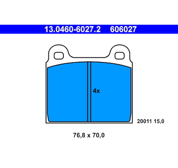 Sada brzdových destiček, kotoučová brzda ATE 13.0460-6027.2