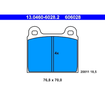 Sada brzdových destiček, kotoučová brzda ATE 13.0460-6028.2