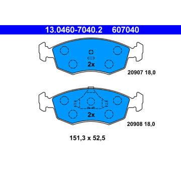 Sada brzdových destiček, kotoučová brzda ATE 13.0460-7040.2