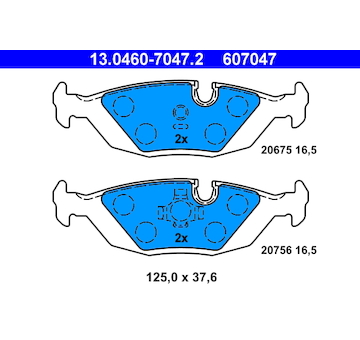 Sada brzdových destiček, kotoučová brzda ATE 13.0460-7047.2