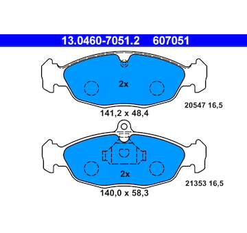Sada brzdových destiček, kotoučová brzda ATE 13.0460-7051.2