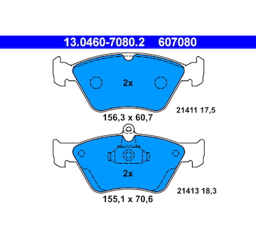 Sada brzdových destiček, kotoučová brzda ATE 13.0460-7080.2
