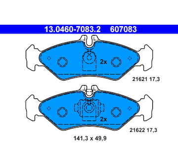 Sada brzdových destiček, kotoučová brzda ATE 13.0460-7083.2