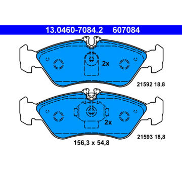 Sada brzdových destiček, kotoučová brzda ATE ATE 13.0460-7084.2